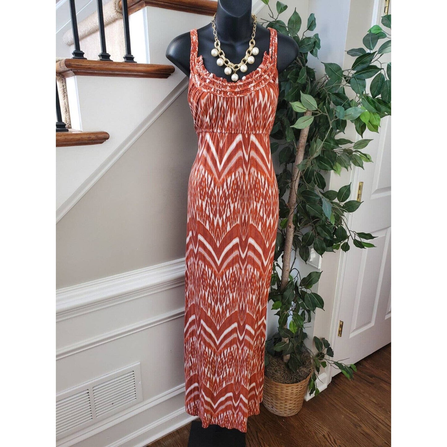 A New Approach Women's Brown Rayon Scoop Neck Sleeveless Long Maxi Dress Size XL